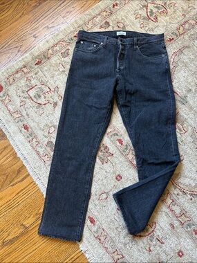 Rowan Men's Black Wash Button Fly Five Pocket Jeans - Classic Straight Fit EUC